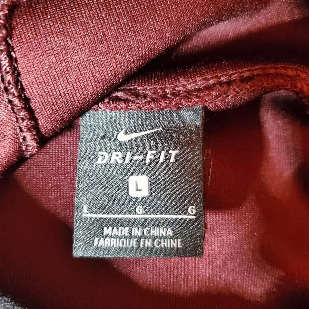 Nike Men's Hoodie Pullover Burgundy Maroon Sweatshirt Black Swoosh Size Large L